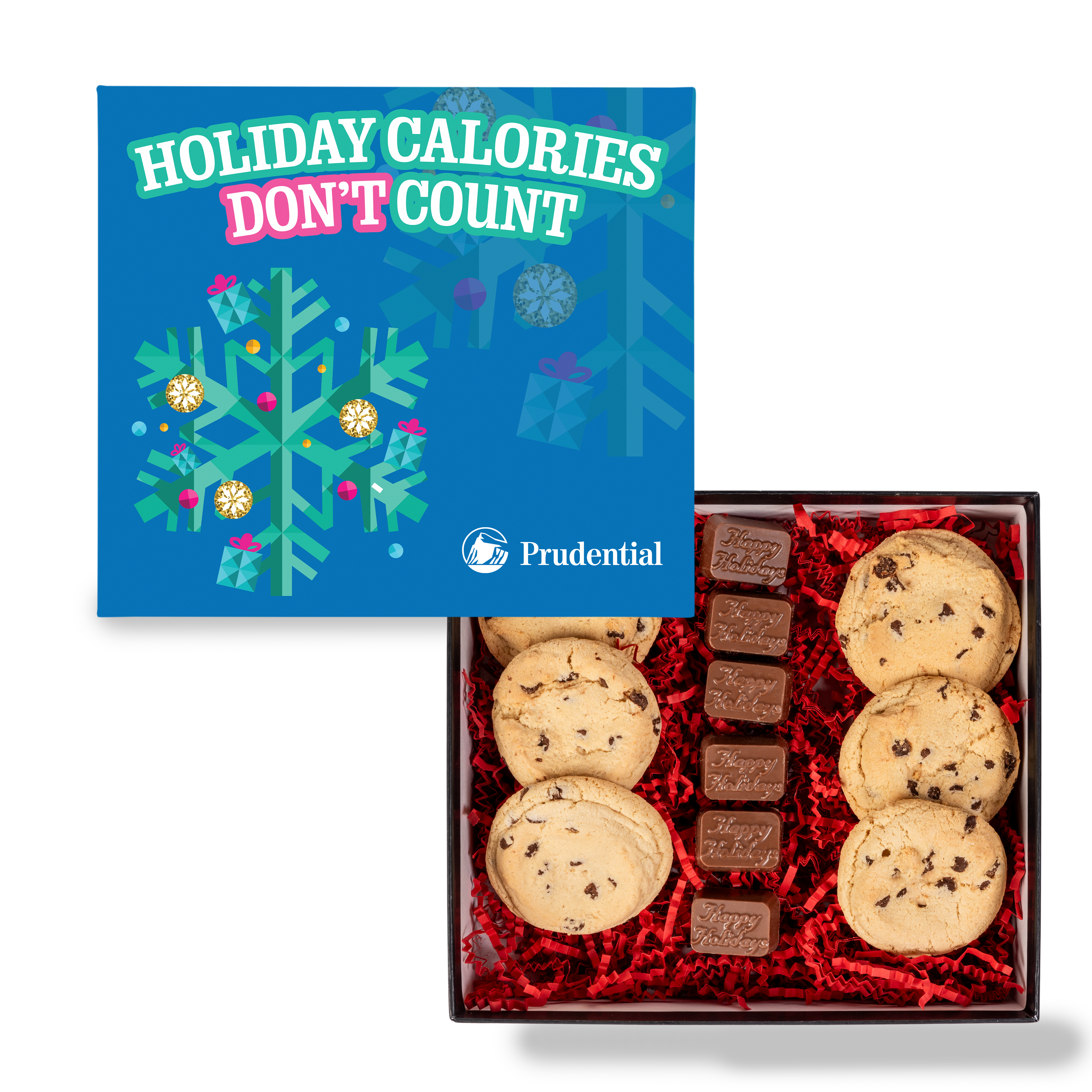 Chocolate Chip Cookies and Molded Chocolates in Gift Box