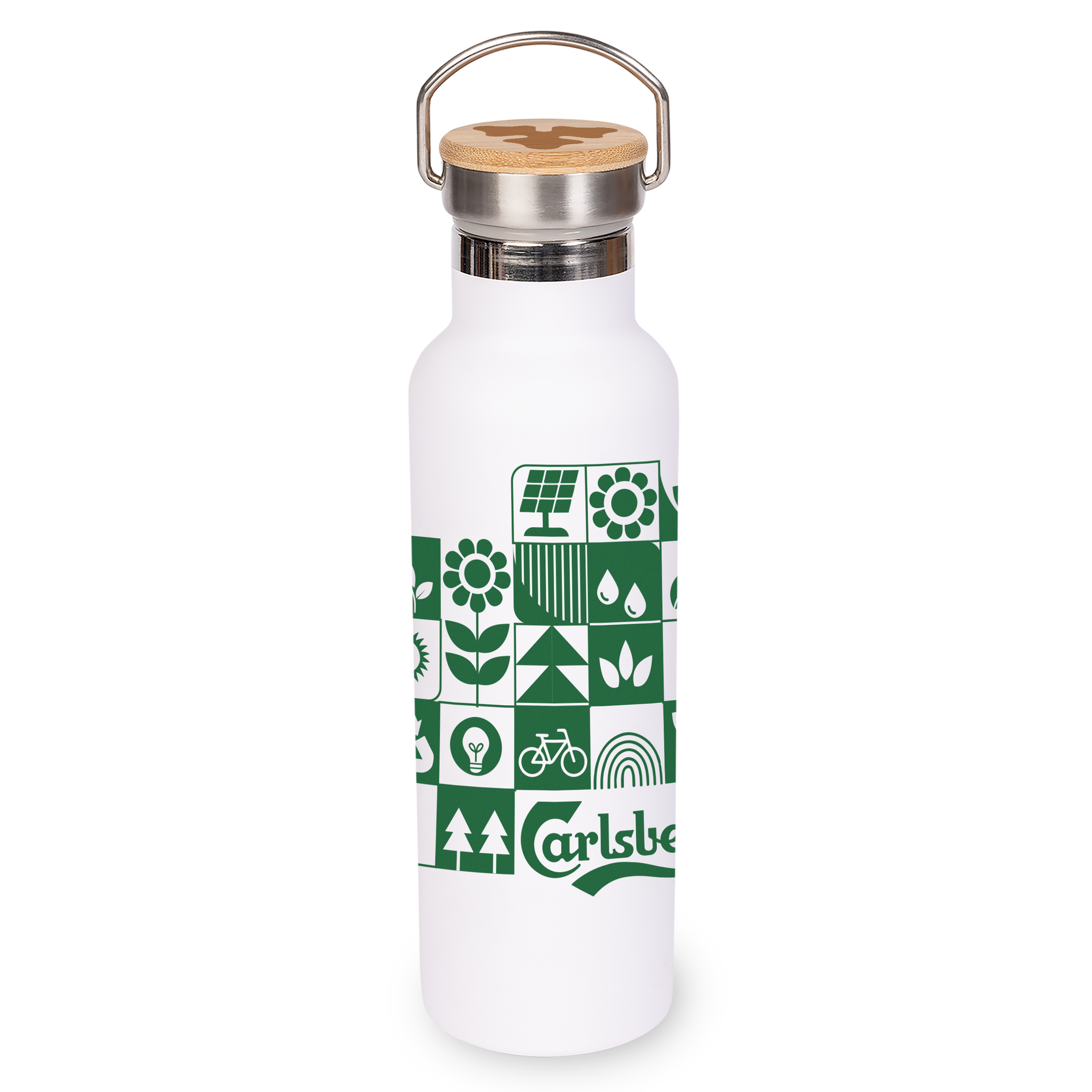 20 oz Satin Vacuum Bottle with Bamboo Lid