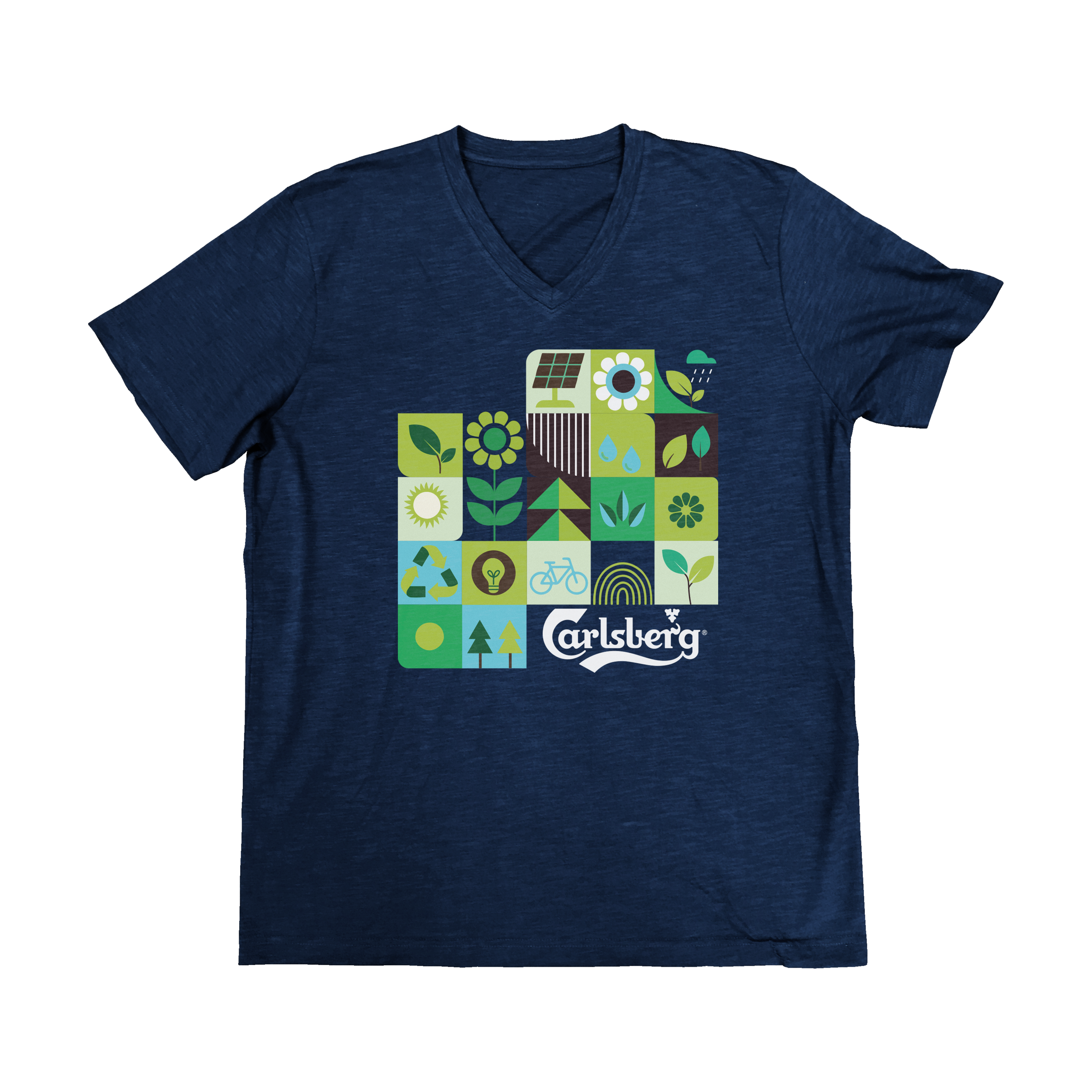 ACE Men's Slub V-Neck T-Shirt S/S Crew Neck