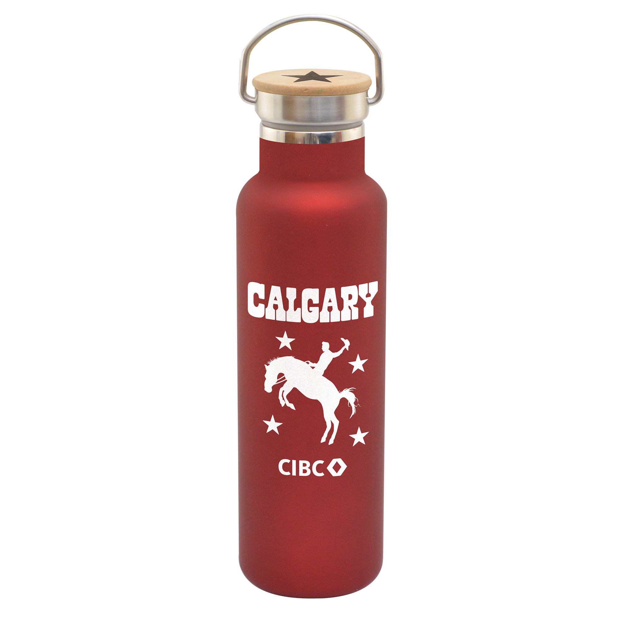 20 oz Satin Vacuum Bottle with Bamboo Lid