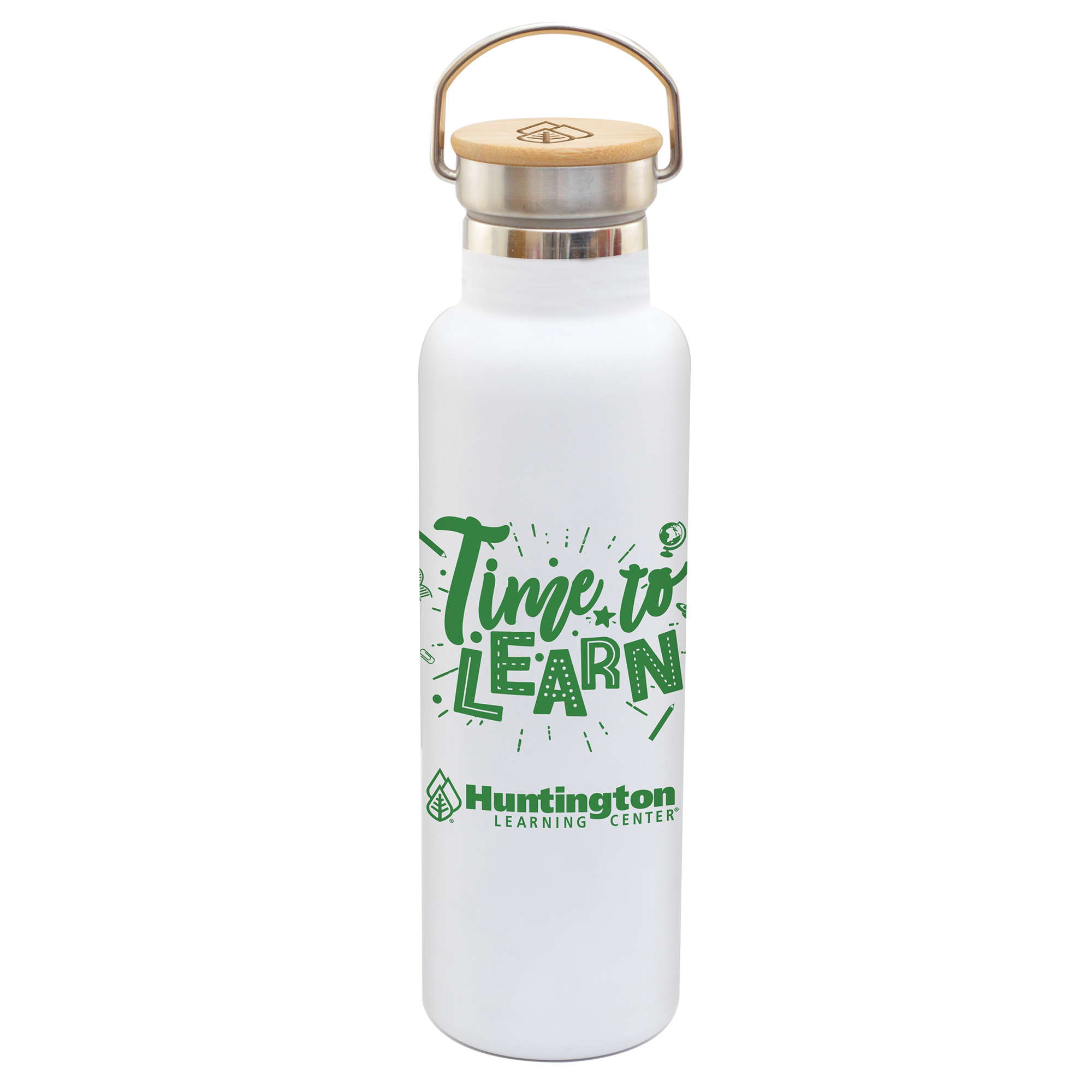 20 oz Satin Vacuum Bottle with Bamboo Lid